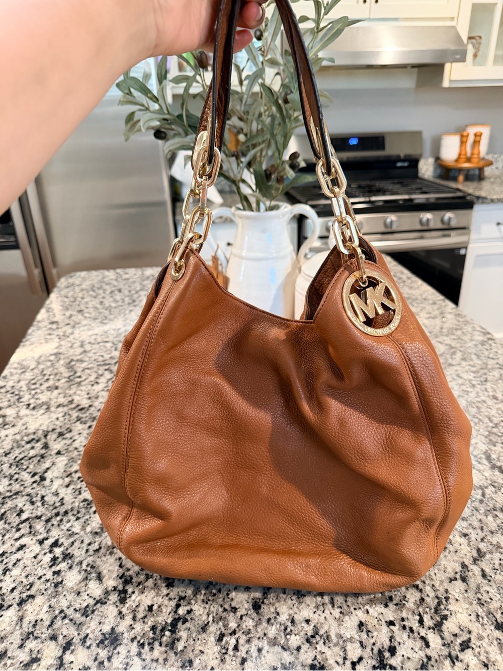 Michael Kors Fulton Large Brown Leather Tote Bag (Slouchy Model)